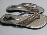 Rasteirinha com Strass Prata 02 tiras Ref. R03